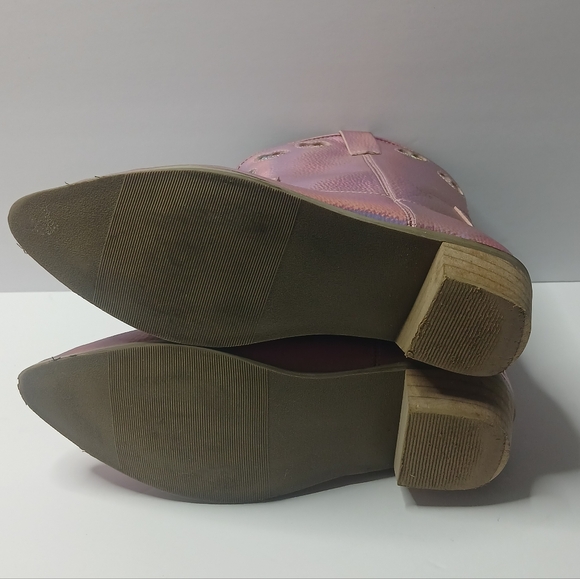 Lola and The Boys Pink Iridescent Heart Cowgirl Boots Size 1Y - Picture 9 of 10